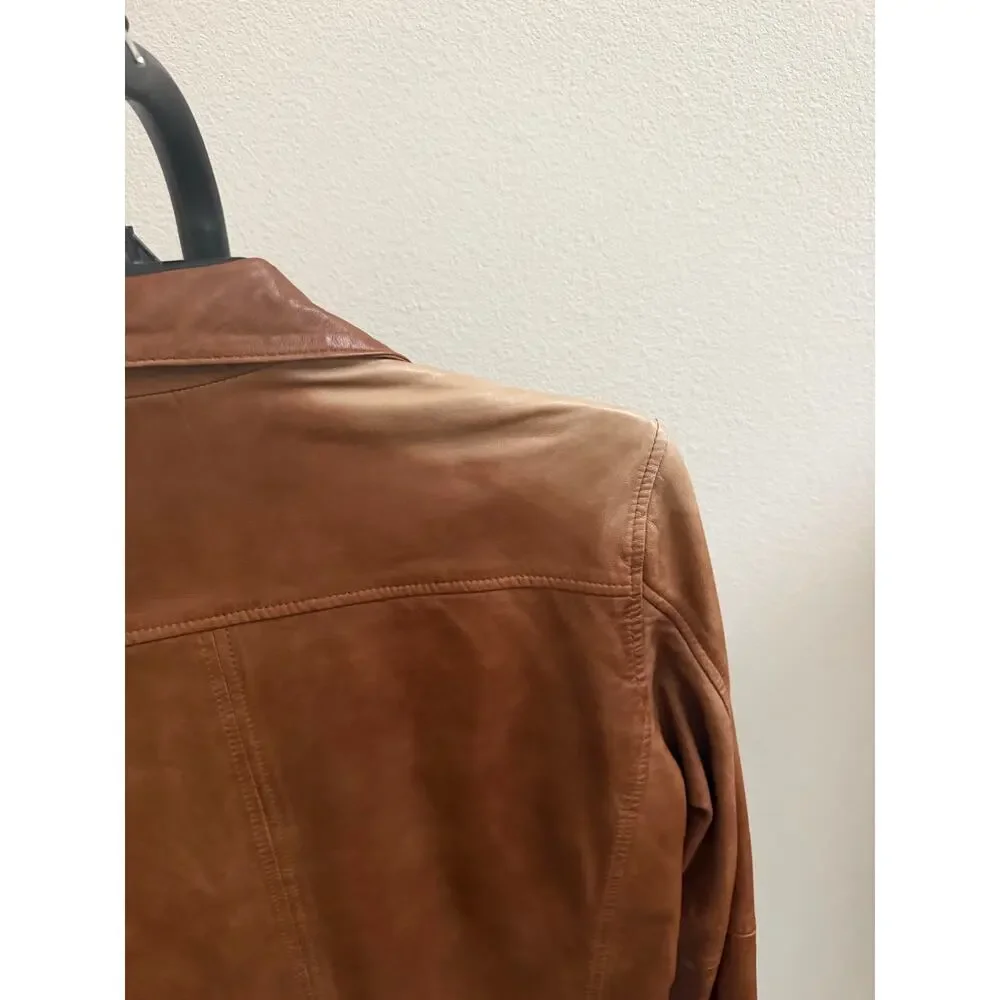 New John Varvatos brown antique  leather jacket size S $798